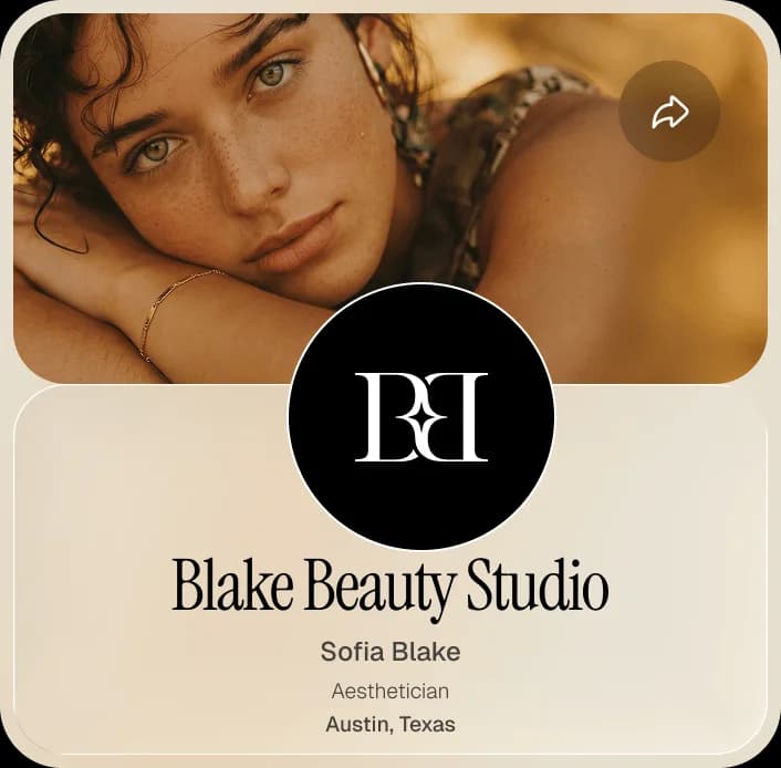 AI-generated booking profile for a beauty studio