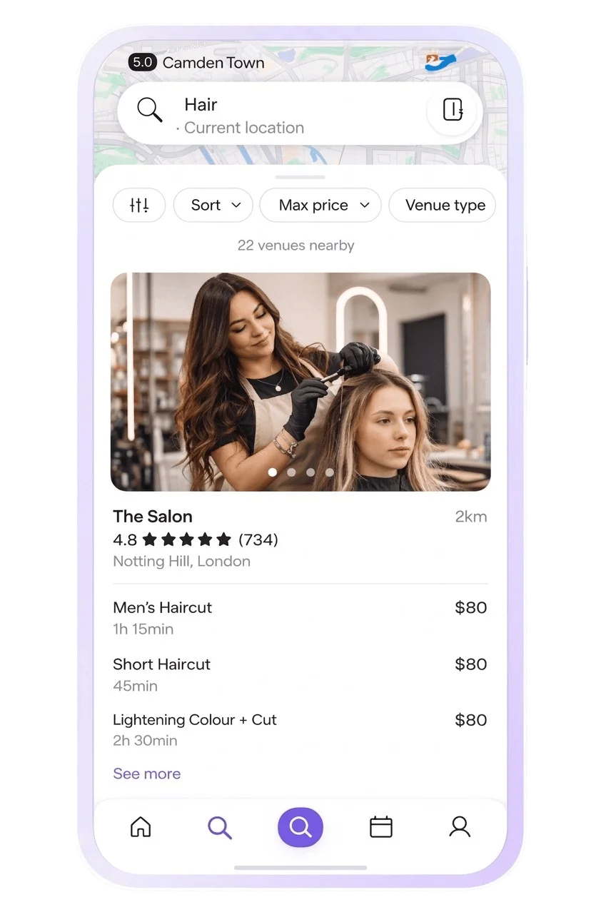 Bookme app screen - Set Up Your Salon Profile