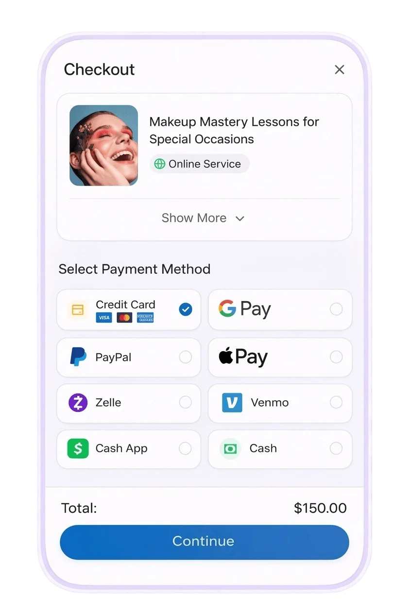 Bookme app screen - Effortlessly Charge Your Clients
