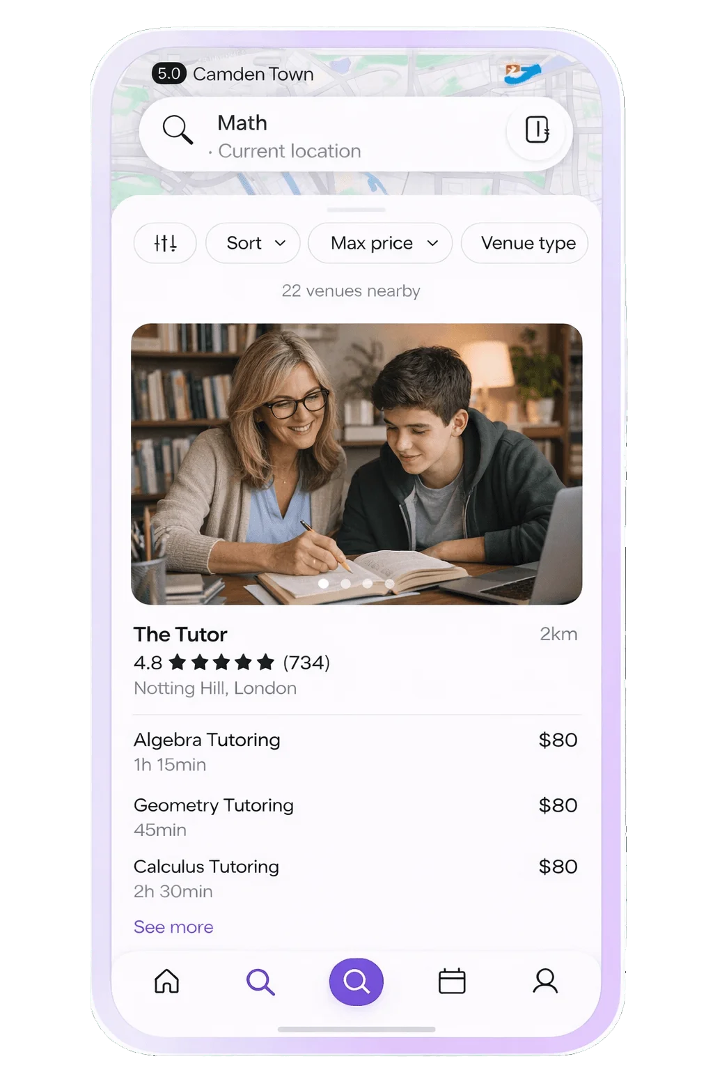 Bookme app screen - Set Up Your Tutor Profile