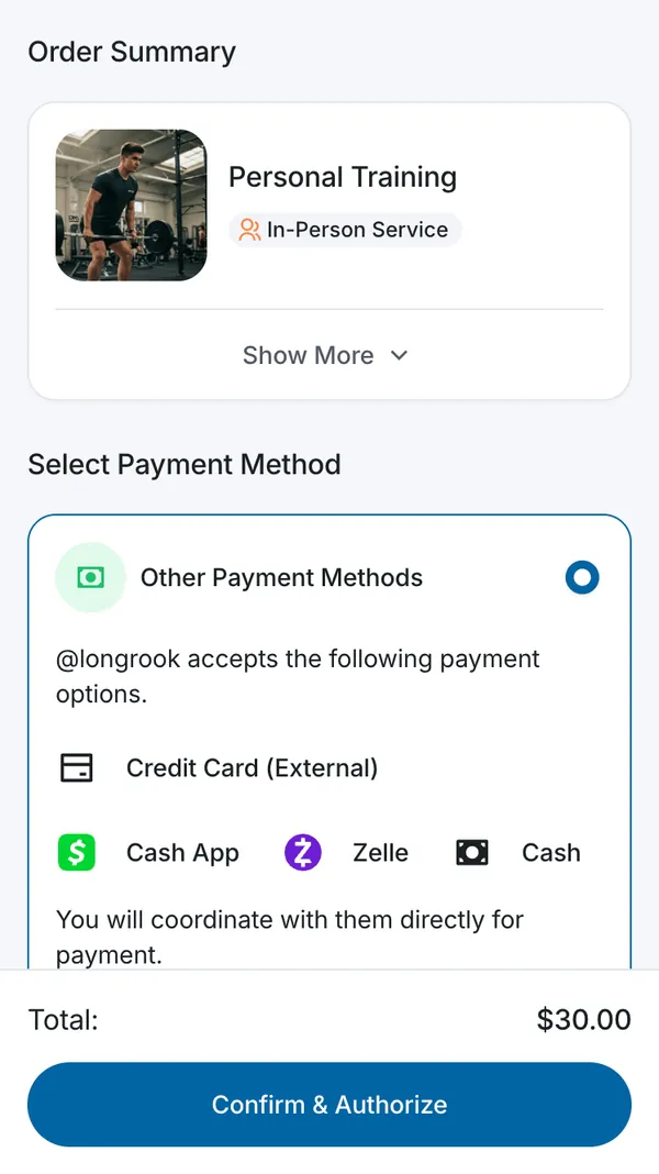 Bookme app screen - Effortlessly Charge Your Members