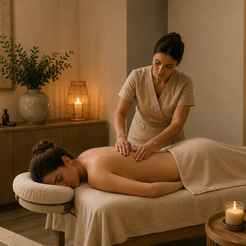 Wellness practitioner giving a relaxing massage treatment