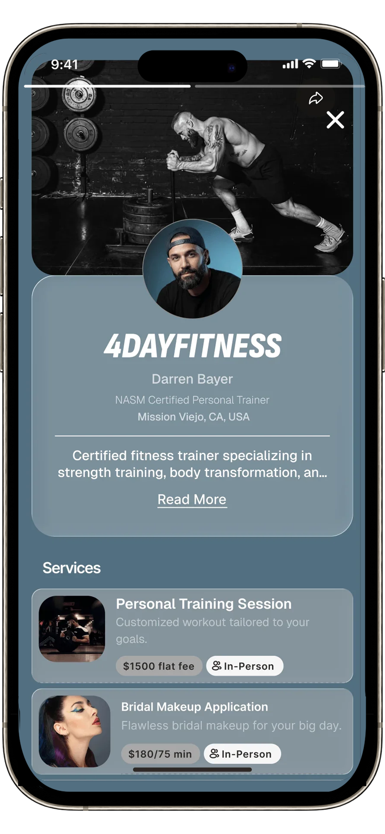 Bookme profile preview